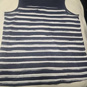 Columbia Size 1X Striped Navy and White Women's Tank Top